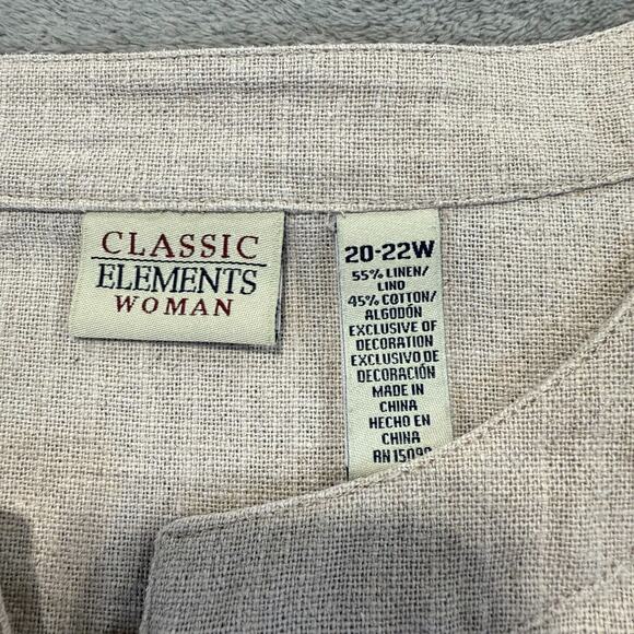 Classic Elements Womens Button Up Top Jacket Linen Blend Embroidered 20-22W - Picture 3 of 7